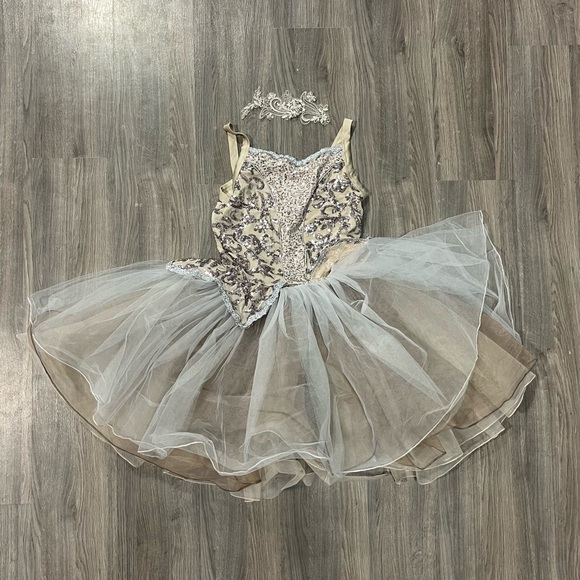 Weissman Grey Sequin Ballet Dance Costume - Picture 3 of 9